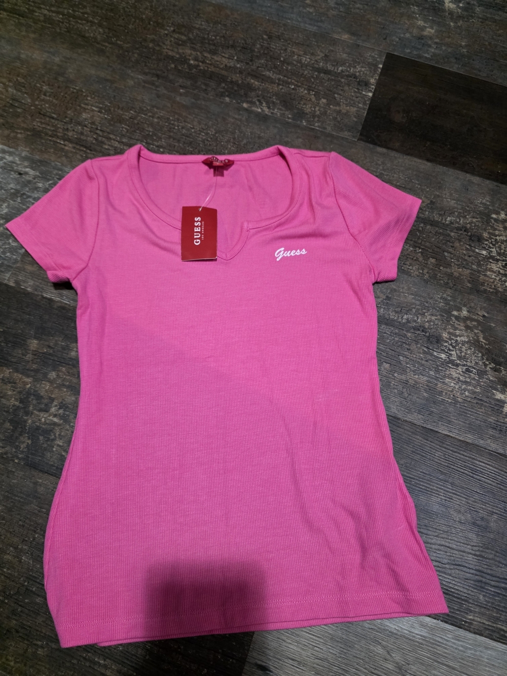 Guess Hot Pink Scoop Neck Short Sleeve Tee